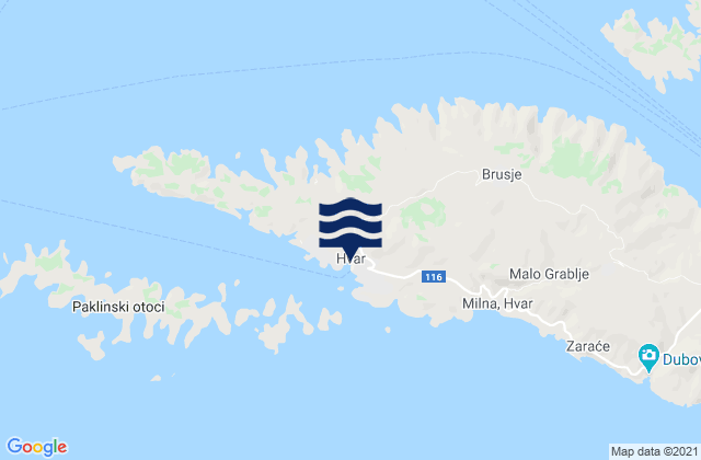 Hvar, Croatiaの潮見表地図