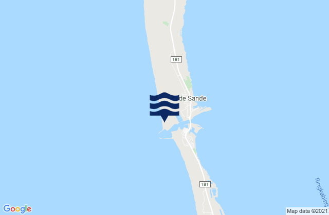 Hvide Sande North Beach, Denmarkの潮見表地図