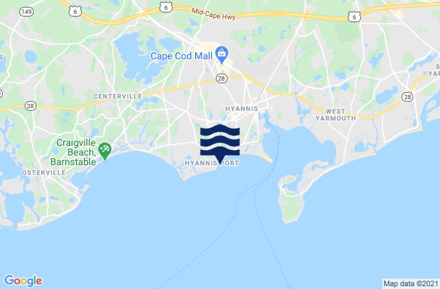 Hyannis Port, United Statesの潮見表地図
