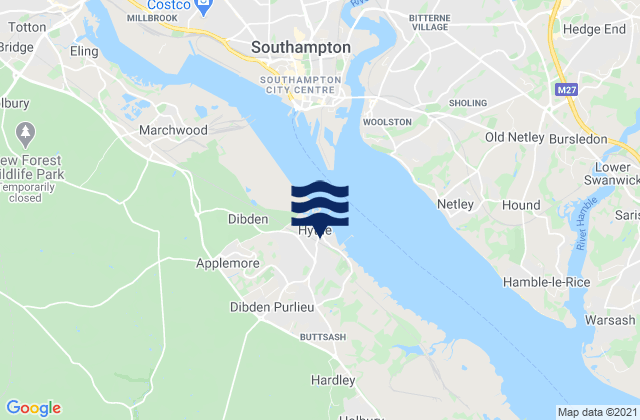 Hythe, United Kingdomの潮見表地図