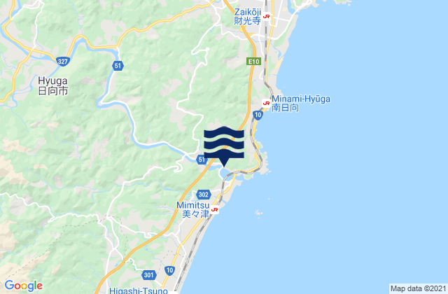 Hyūga-shi, Japanの潮見表地図