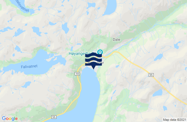 Høyanger, Norwayの潮見表地図