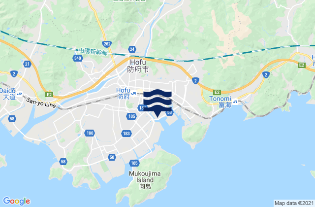 Hōfu, Japanの潮見表地図