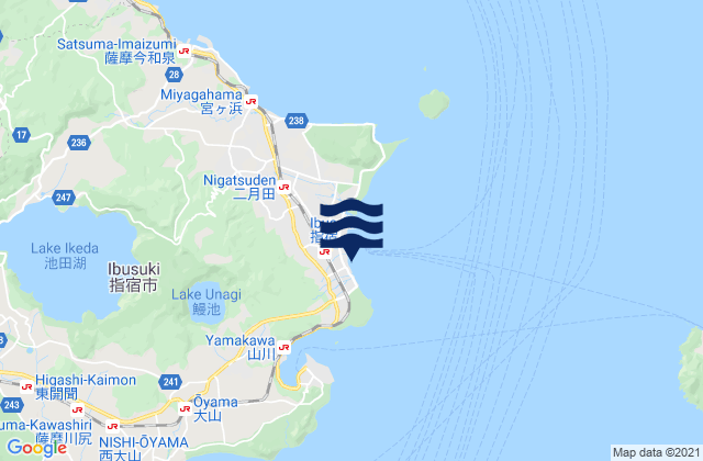 Ibusuki, Japanの潮見表地図