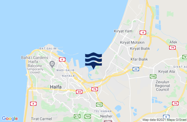 Ibṭīn, Israelの潮見表地図