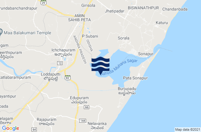 Ichchāpuram, Indiaの潮見表地図