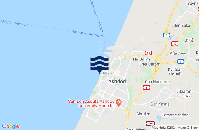 Igolim Ashdod, Israelの潮見表地図