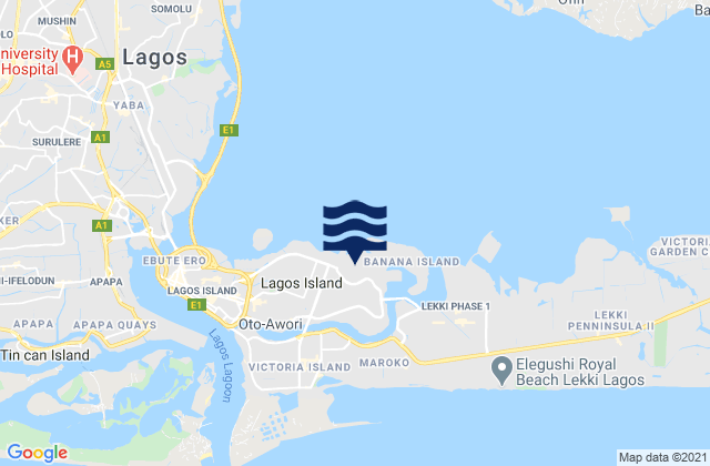 Ikoyi, Nigeriaの潮見表地図