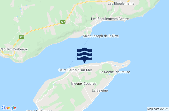 Ile aux Coudres, Canadaの潮見表地図