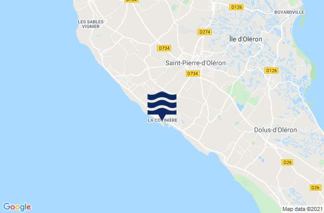 Ile d'Oleron - La Cotiniere, Franceの潮見表地図