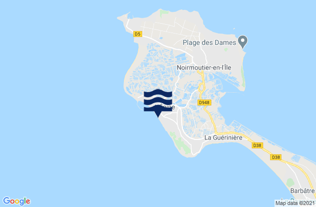 Ile de Noirmoutier, Franceの潮見表地図