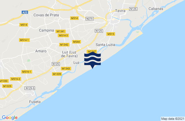 Ilha de Tavira, Portugalの潮見表地図