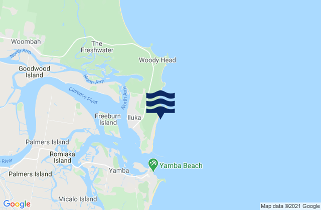 Iluka Beach, Australiaの潮見表地図