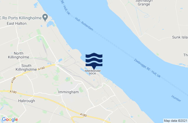 Immingham Dock, Humberside, United Kingdomの潮見表地図