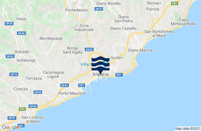 Imperia, Italyの潮見表地図