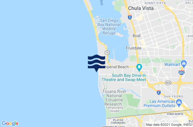 Imperial Beach, Mexicoの潮見表地図
