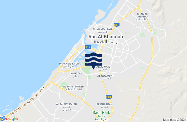 Imārat Ra’s al Khaymah, United Arab Emiratesの潮見表地図