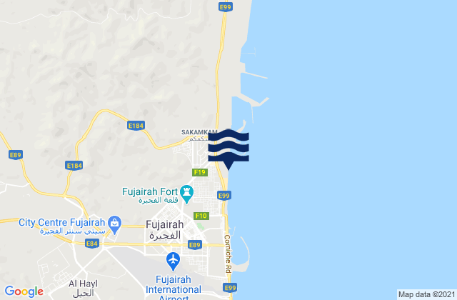 Imārat al Fujayrah, United Arab Emiratesの潮見表地図