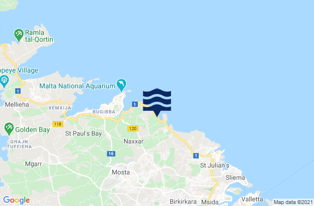 In-Naxxar, Maltaの潮見表地図