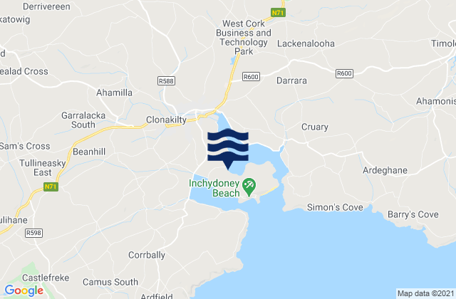 Inchydoney Island, Irelandの潮見表地図