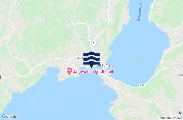 Inderøy, Norwayの潮見表地図