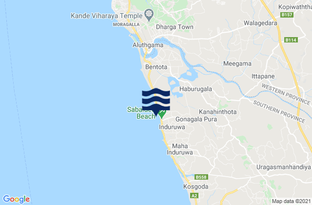 Induruwa, Sri Lankaの潮見表地図