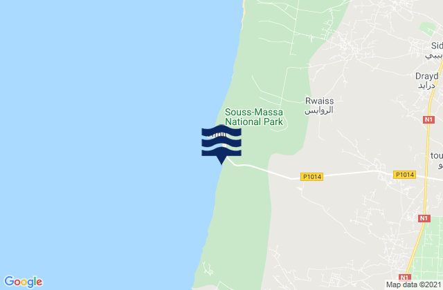 Inezgane-Ait Melloul, Moroccoの潮見表地図