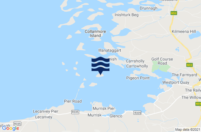 Inishraher, Irelandの潮見表地図