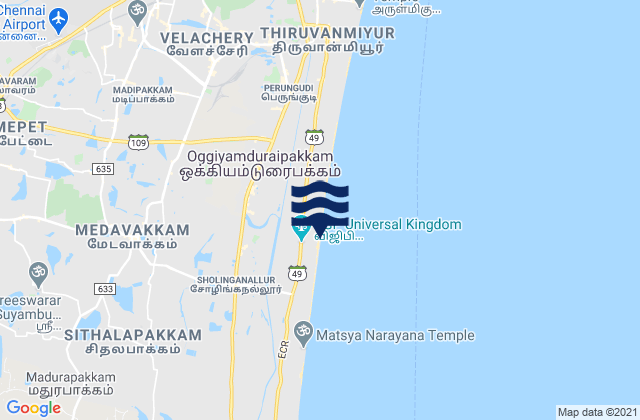 Injambakkam, Indiaの潮見表地図