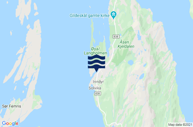 Inndyr, Norwayの潮見表地図