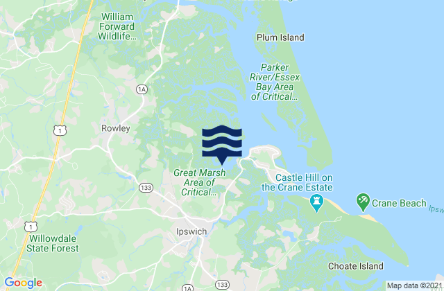 Ipswich, United Statesの潮見表地図
