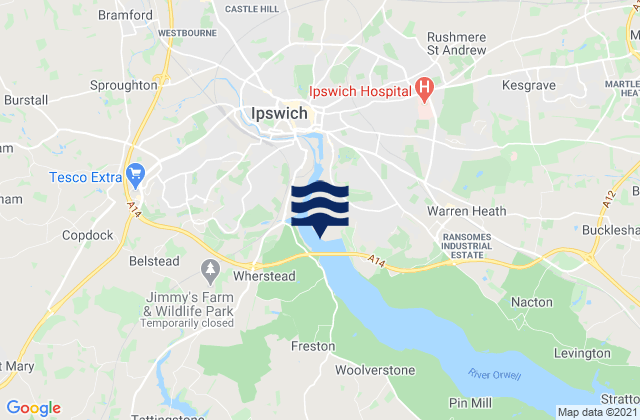 Ipswich, United Kingdomの潮見表地図