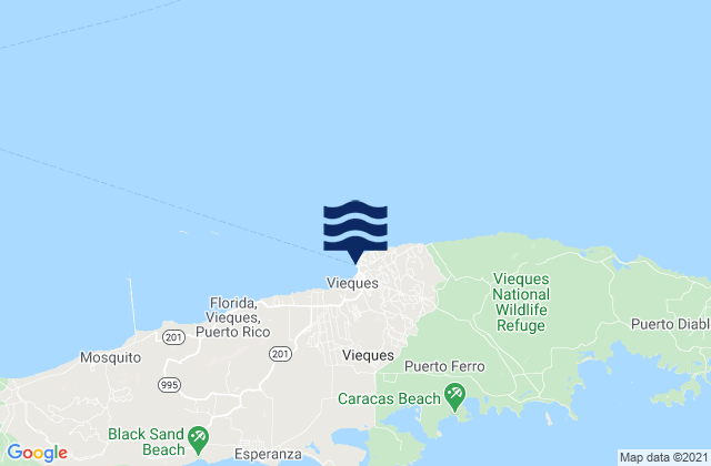 Isabel Segunda Vieques Island, Puerto Ricoの潮見表地図