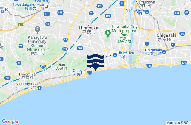 Isehara, Japanの潮見表地図
