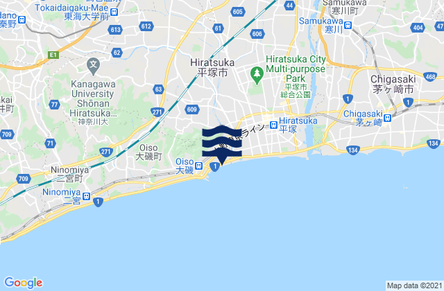 Isehara Shi, Japanの潮見表地図