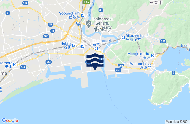 Ishinomaki, Japanの潮見表地図