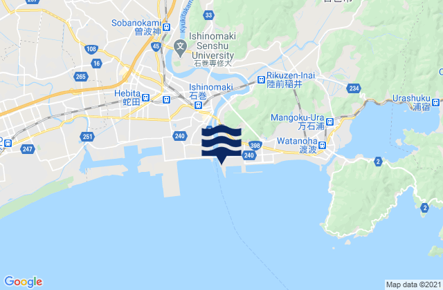 Isinomaki, Japanの潮見表地図