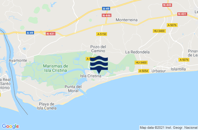 Isla Cristina, Spainの潮見表地図