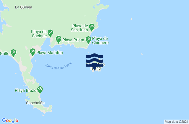 Isla San Telmo, Panamaの潮見表地図
