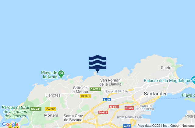 Isla Virgen del Mar, Spainの潮見表地図