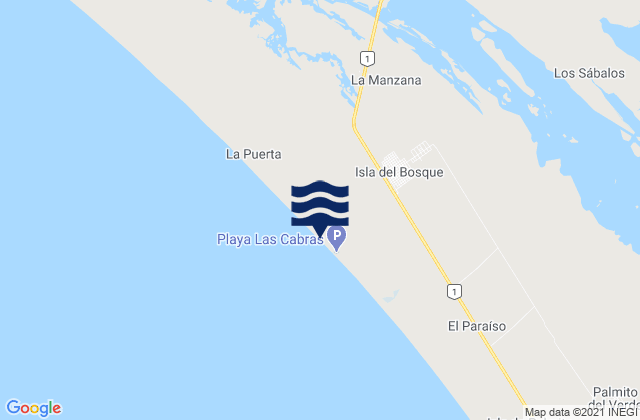 Isla del Bosque, Mexicoの潮見表地図