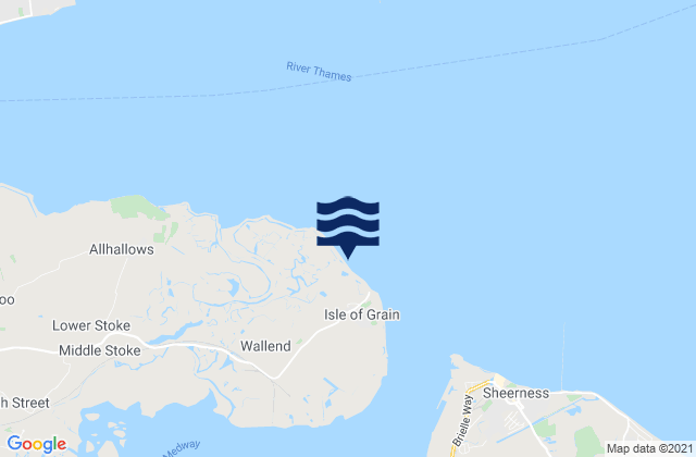 Isle of Grain, United Kingdomの潮見表地図