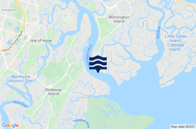 Isle of Hope City SE of Skidaway River, United Statesの潮見表地図