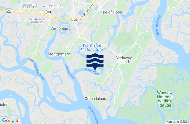 Isle of Hope City Skidaway River, United Statesの潮見表地図
