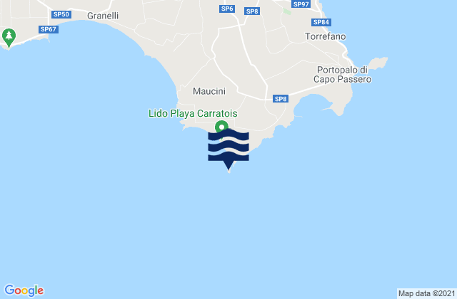 Isola delle Correnti Lighthouse, Italyの潮見表地図