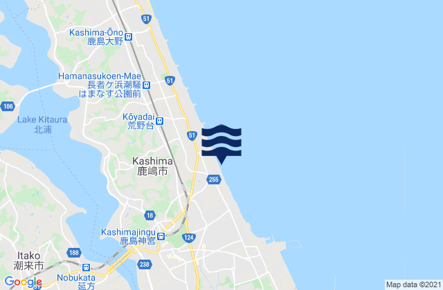 Itako, Japanの潮見表地図