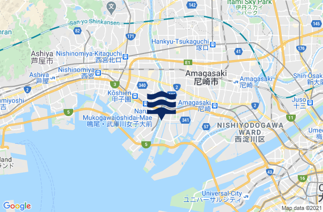 Itami Shi, Japanの潮見表地図