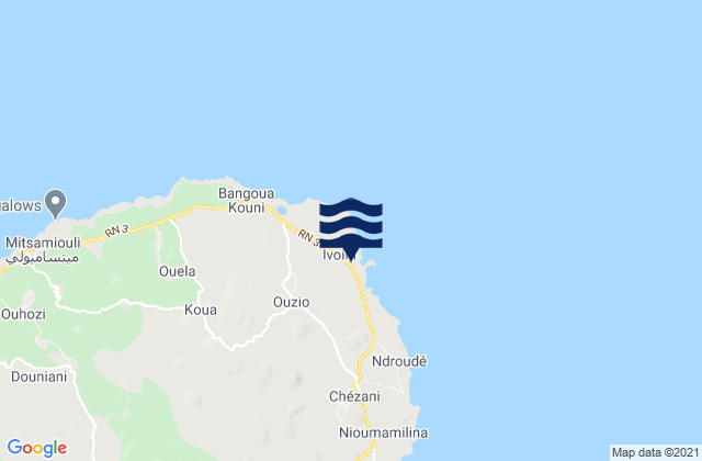 Ivouani, Comorosの潮見表地図