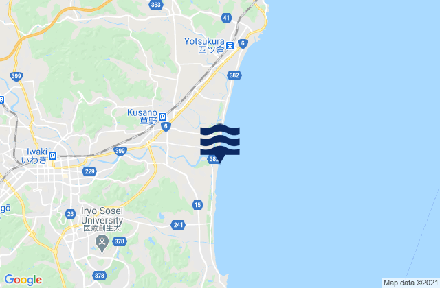 Iwaki-shi, Japanの潮見表地図