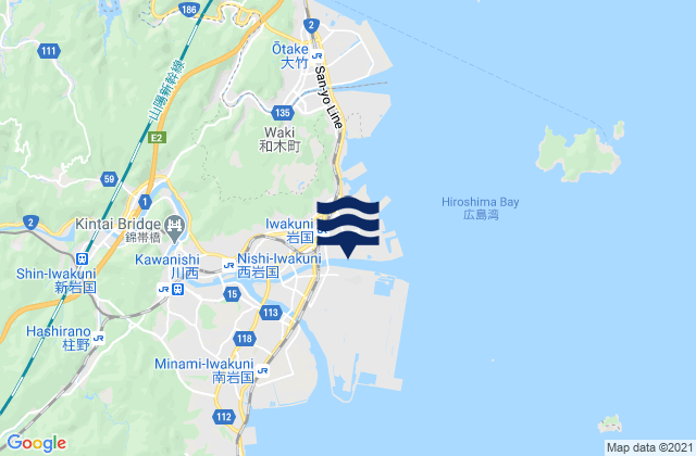 Iwakuni, Japanの潮見表地図